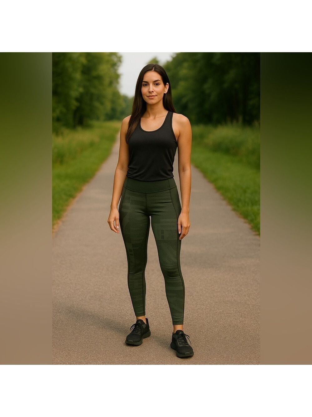 Under Armour Army Green High-Rise Leggings | Abstract Print | Size S